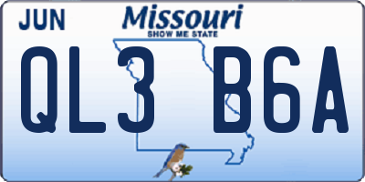 MO license plate QL3B6A