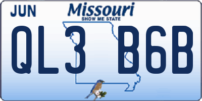 MO license plate QL3B6B