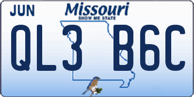 MO license plate QL3B6C