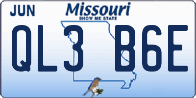 MO license plate QL3B6E