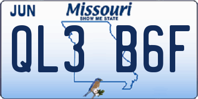 MO license plate QL3B6F