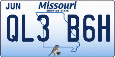 MO license plate QL3B6H