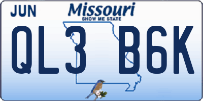 MO license plate QL3B6K