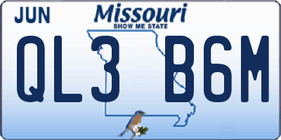 MO license plate QL3B6M