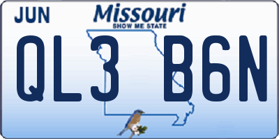 MO license plate QL3B6N