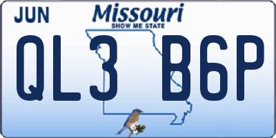 MO license plate QL3B6P