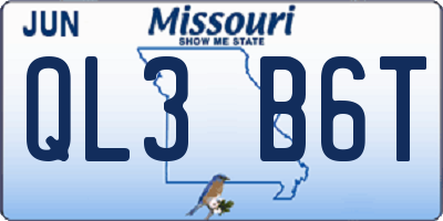 MO license plate QL3B6T
