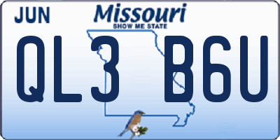MO license plate QL3B6U