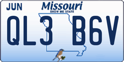 MO license plate QL3B6V