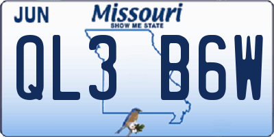 MO license plate QL3B6W