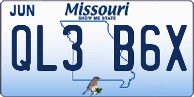 MO license plate QL3B6X