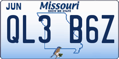 MO license plate QL3B6Z