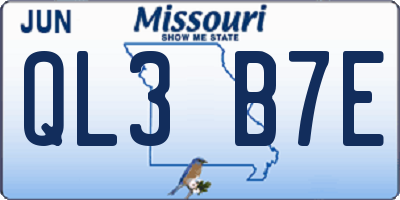 MO license plate QL3B7E