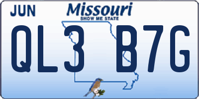 MO license plate QL3B7G