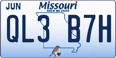 MO license plate QL3B7H