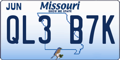 MO license plate QL3B7K