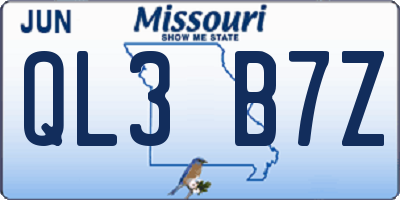 MO license plate QL3B7Z