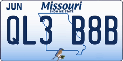 MO license plate QL3B8B