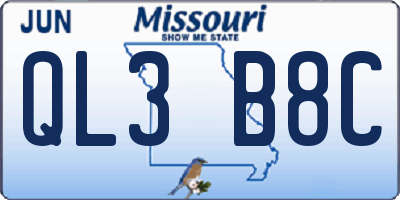 MO license plate QL3B8C