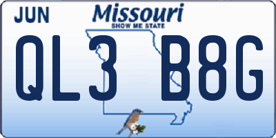MO license plate QL3B8G