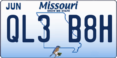 MO license plate QL3B8H