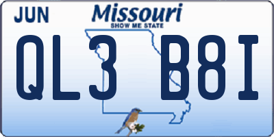 MO license plate QL3B8I