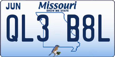 MO license plate QL3B8L