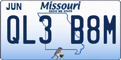 MO license plate QL3B8M