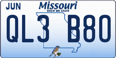 MO license plate QL3B8O