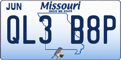 MO license plate QL3B8P