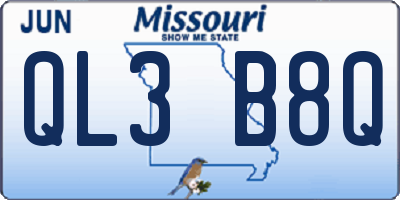 MO license plate QL3B8Q