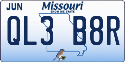 MO license plate QL3B8R