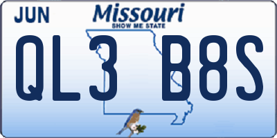 MO license plate QL3B8S