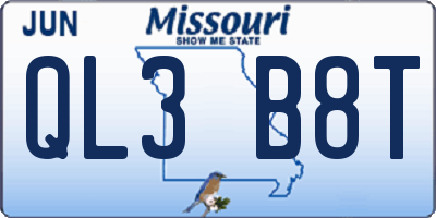 MO license plate QL3B8T