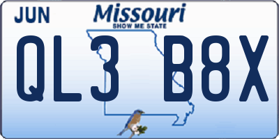 MO license plate QL3B8X
