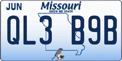 MO license plate QL3B9B