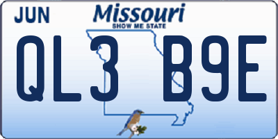 MO license plate QL3B9E