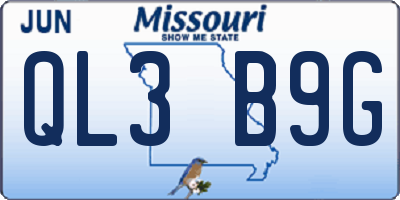 MO license plate QL3B9G