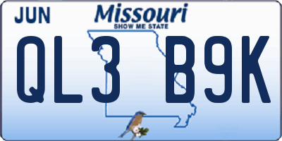 MO license plate QL3B9K