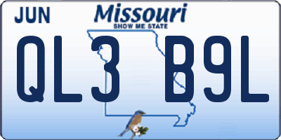 MO license plate QL3B9L