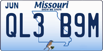 MO license plate QL3B9M