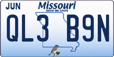 MO license plate QL3B9N