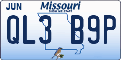 MO license plate QL3B9P