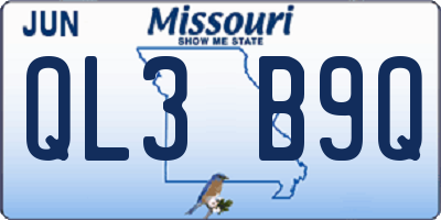 MO license plate QL3B9Q