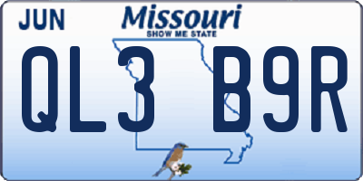 MO license plate QL3B9R