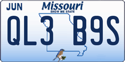 MO license plate QL3B9S