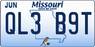 MO license plate QL3B9T