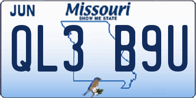 MO license plate QL3B9U