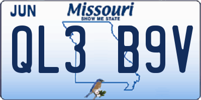 MO license plate QL3B9V