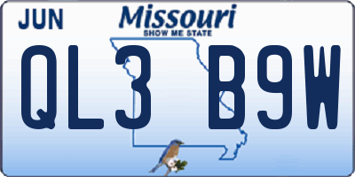 MO license plate QL3B9W